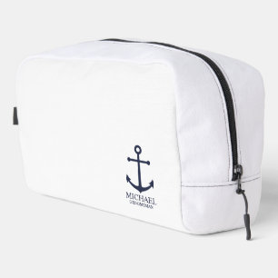 Nautical Navy Blue Anchor Personalized Groomsmen Dopp Kit