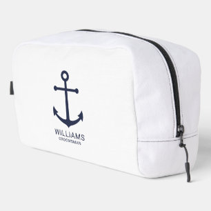 Nautical Navy Blue Anchor Personalized Groomsmen Dopp Kit