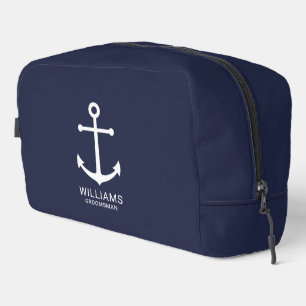 Nautical Navy Blue Anchor Personalized Groomsmen Dopp Kit