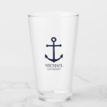 Nautical Navy Blue Anchor Personalized Groomsmen Glass<br><div class="desc">Nautical Personalized Groomsmen Gift
featuring navy blue anchor and personalized groomsman's name with title in navy blue classic serif font style.

Also perfect for best man,  father of the bride and more.</div>