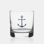 Nautical Navy Blue Anchor Personalized Groomsmen Whiskey Glass<br><div class="desc">Modern Minimalist Nautical Navy Blue Anchor Personalized Groomsmen Whiskey Glass
featuring navy blue anchor and personalized groomsman's name with title in navy blue modern sans serif font style.

Also perfect for best man,  father of the bride,  ring bearer,  maid of honor,  flower girl,  mother of the bride and more.</div>