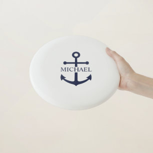 Nautical Navy Blue Anchor Personalized Name Wham-O Frisbee
