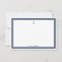 Nautical Navy Blue Anchor Personalized Note Card