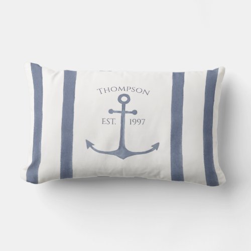 Nautical Navy Blue Anchor Personalized Pillow