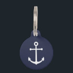 Nautical Navy Blue Anchor Pet ID Tag<br><div class="desc">Modern nautical pet tag featuring white anchor on navy blue background.

Perfect for your dogs,  cats and beloved pets.</div>