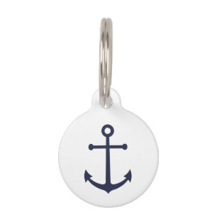 Nautical Navy Blue Anchor Pet ID Tag