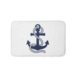 Nautical Navy blue Anchor {pick your color} Bath Mat