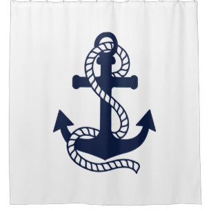 Nautical Navy blue Anchor {pick your color} Shower Curtain