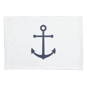 Nautical Navy Blue Anchor Pillow Case