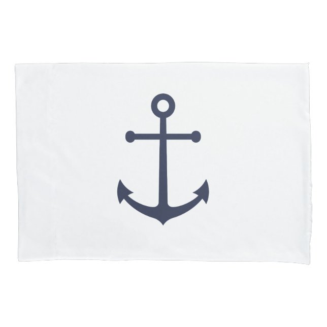 Nautical Navy Blue Anchor Pillow Case (Front)