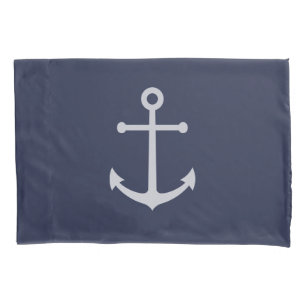 Nautical Navy Blue Anchor Pillow Case