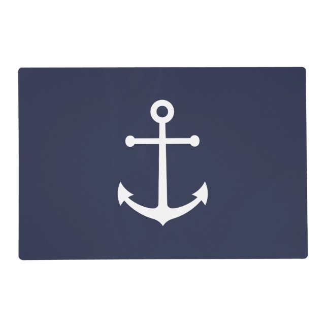 Nautical Navy Blue Anchor Placemat (Front)
