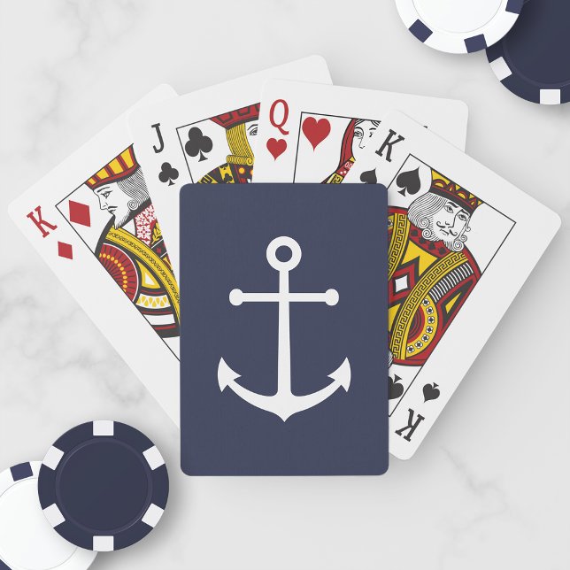 Nautical Navy Blue Anchor Poker Cards (Creator Uploaded)