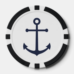 Nautical Navy Blue Anchor Poker Chips