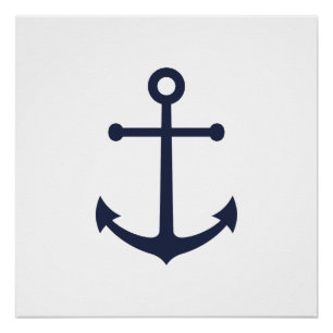 Nautical Navy Blue Anchor Poster
