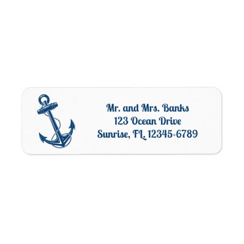 Nautical Navy Blue Anchor Return Address Label