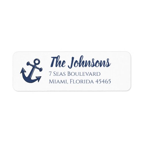 Nautical Navy Blue Anchor Return Label