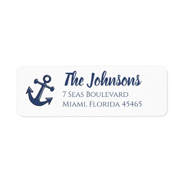 Nautical Navy Blue Anchor Return Label (Front)