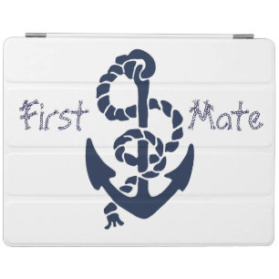 Nautical Navy Blue Anchor Rope Font iPad Smart Cover