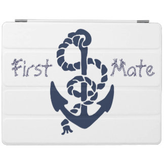 Nautical Navy Blue Anchor Rope Font iPad Smart Cover