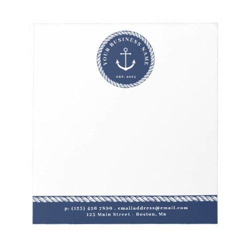 Nautical Navy Blue Anchor  Rope Notepad