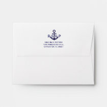 Nautical Navy Blue Anchor RSVP Wedding Envelope