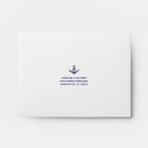 Nautical Navy Blue Anchor RSVP Wedding Envelope