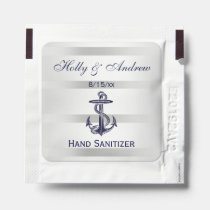 Nautical Navy Blue Anchor Silver White Hand Sanitizer Packet