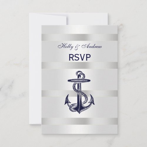 Nautical Navy Blue Anchor Silver White V RSVP