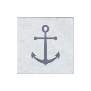 Nautical Navy Blue Anchor Stone Magnet