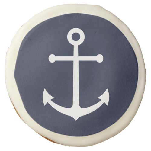 Nautical Navy Blue Anchor Sugar Cookie