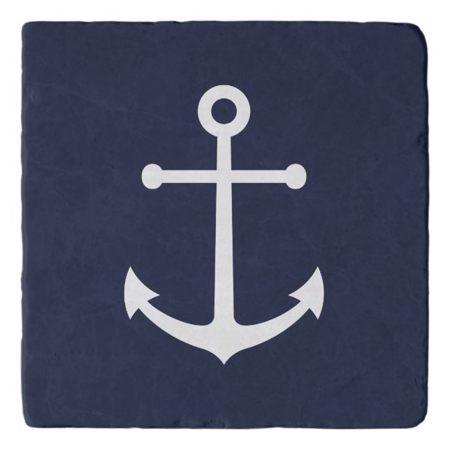 Nautical Navy Blue Anchor Trivet (Front)