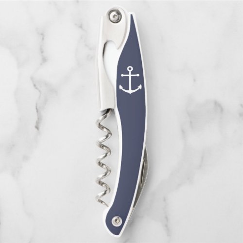 Nautical Navy Blue Anchor Waiters Corkscrew