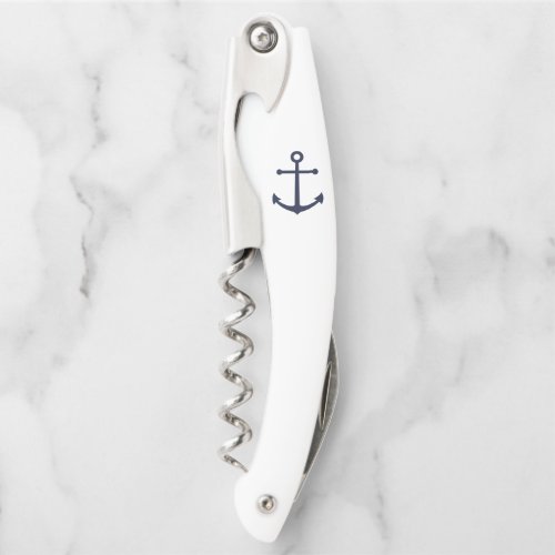 Nautical Navy Blue Anchor Waiters Corkscrew