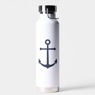 Nautical Navy Blue Anchor Water Bottle