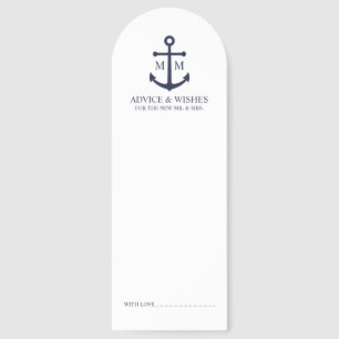 Nautical Navy Blue Anchor Wedding Advice Bookmarks