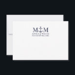 Nautical Navy Blue Anchor Wedding Advice Card<br><div class="desc">Add a stylish touch to your nautical wedding with this classic navy blue anchor wedding advice and wishes card. Designed with a navy blue anchor illustration, it features personalized bride and groom monogram, custom text in a navy blue serif font on a white background. Ideal for nautical or beach-themed weddings,...</div>
