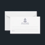 Nautical Navy Blue Anchor Wedding Advice Card<br><div class="desc">Add a stylish touch to your nautical wedding with this classic navy blue anchor wedding advice and wishes card. Designed with a navy blue anchor illustration, it features personalized bride and groom monogram, custom text in a navy blue serif font on a white background. Ideal for nautical or beach-themed weddings,...</div>