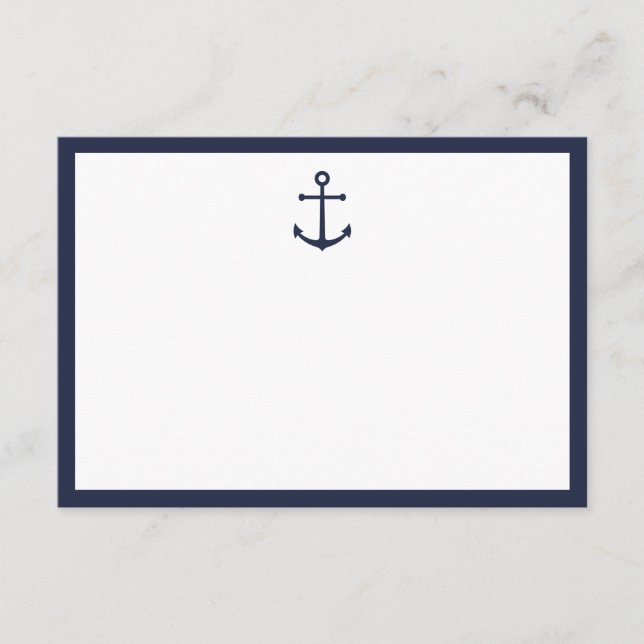 Nautical Navy Blue Anchor Wedding Advice Card (Front)
