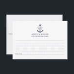 Nautical Navy Blue Anchor Wedding Advice Card<br><div class="desc">Add a stylish touch to your nautical wedding with this classic navy blue anchor wedding advice and wishes card. Designed with a navy blue anchor illustration, it features personalized bride and groom monogram, custom text in a navy blue serif font on a white background. Ideal for nautical or beach-themed weddings,...</div>