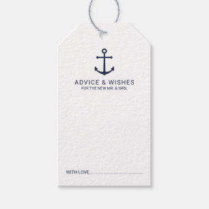 Nautical Navy Blue Anchor Wedding Advice & Wishes Gift Tags