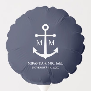 Nautical Navy Blue Anchor Wedding Balloon