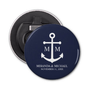 Nautical Navy Blue Anchor Wedding Bottle Opener