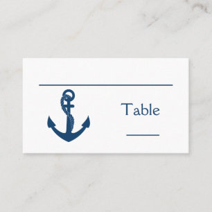 Nautical Navy Blue Anchor Wedding Bridal Shower Place Card