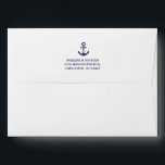 Nautical Navy Blue Anchor Wedding Envelope<br><div class="desc">Elegant custom nautical wedding envelopes.  Navy blue and white with faux anchor.  Perfect any destination/nautical/summer wedding theme.  Editable cards - easy to add your info or changed text font,  color and size.</div>