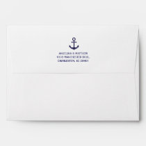 Nautical Navy Blue Anchor Wedding Envelope