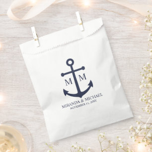 Nautical Navy Blue Anchor Wedding Favor Bag