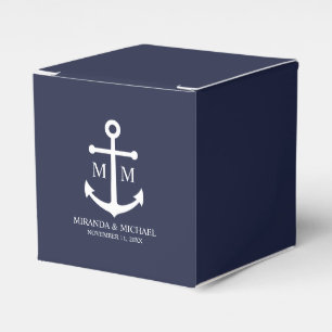 Nautical Navy Blue Anchor Wedding Favor Boxes
