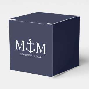 Nautical Navy Blue Anchor Wedding Favor Boxes