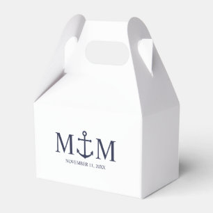 Nautical Navy Blue Anchor Wedding Favor Boxes